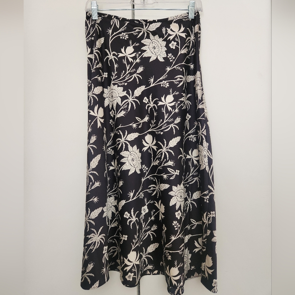 Scotch & Soda Black and White Midi A-Line Skirt